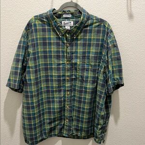 Duluth Trading Co Men's Blue and Yellow Plaid Shirt